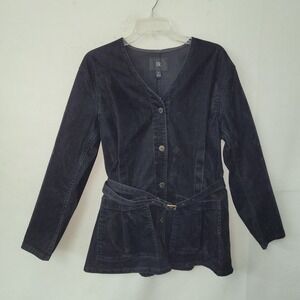 Banana Republic Jacket Womens M Engineers Jacket Black Belted Button Front Denim